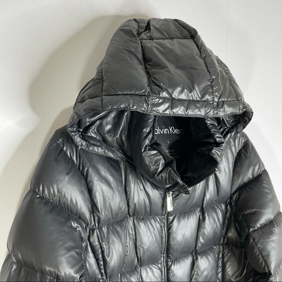 CALVIN KLEIN Hooded Puffer Coat Quilted and Packable - Sz. Large - Picture 3 of 15